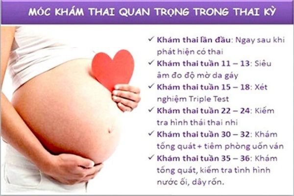 Các mốc thời điểm khám thai quan trọng cần lưu ý